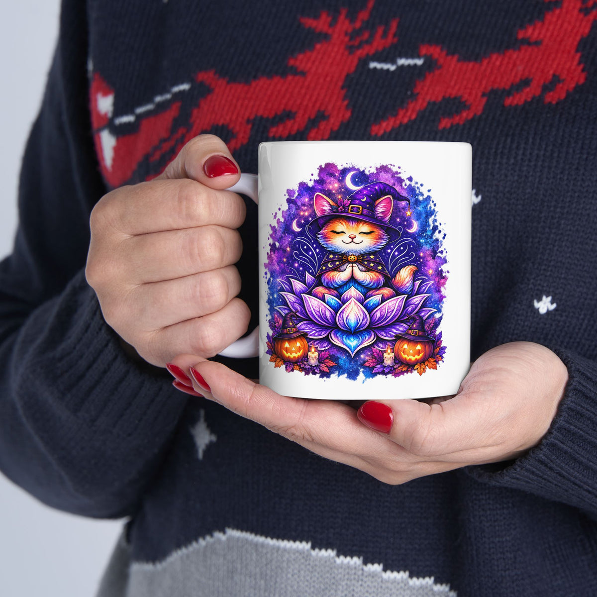 Luna the Witch Kitten Mug – Cute Halloween Cat Coffee Mug | Wickedly Zen Ceramic Mug | Witchy Cat Gift