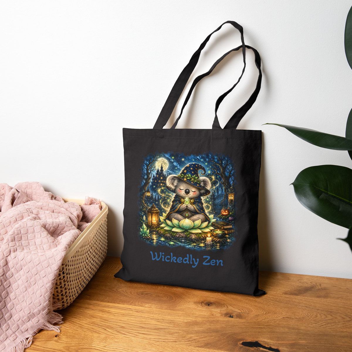 Bodhi the Wizard Koala Tote Bag – Cute Halloween Wickedly Zen Canvas Tote