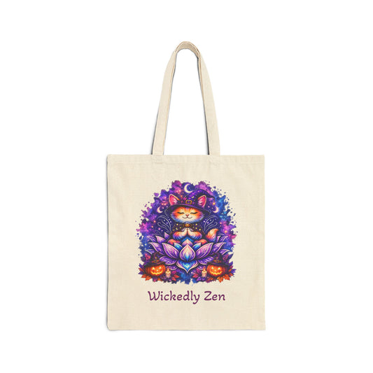 Luna the Witch Kitten Tote Bag – Cute Halloween Wickedly Zen Canvas Tote