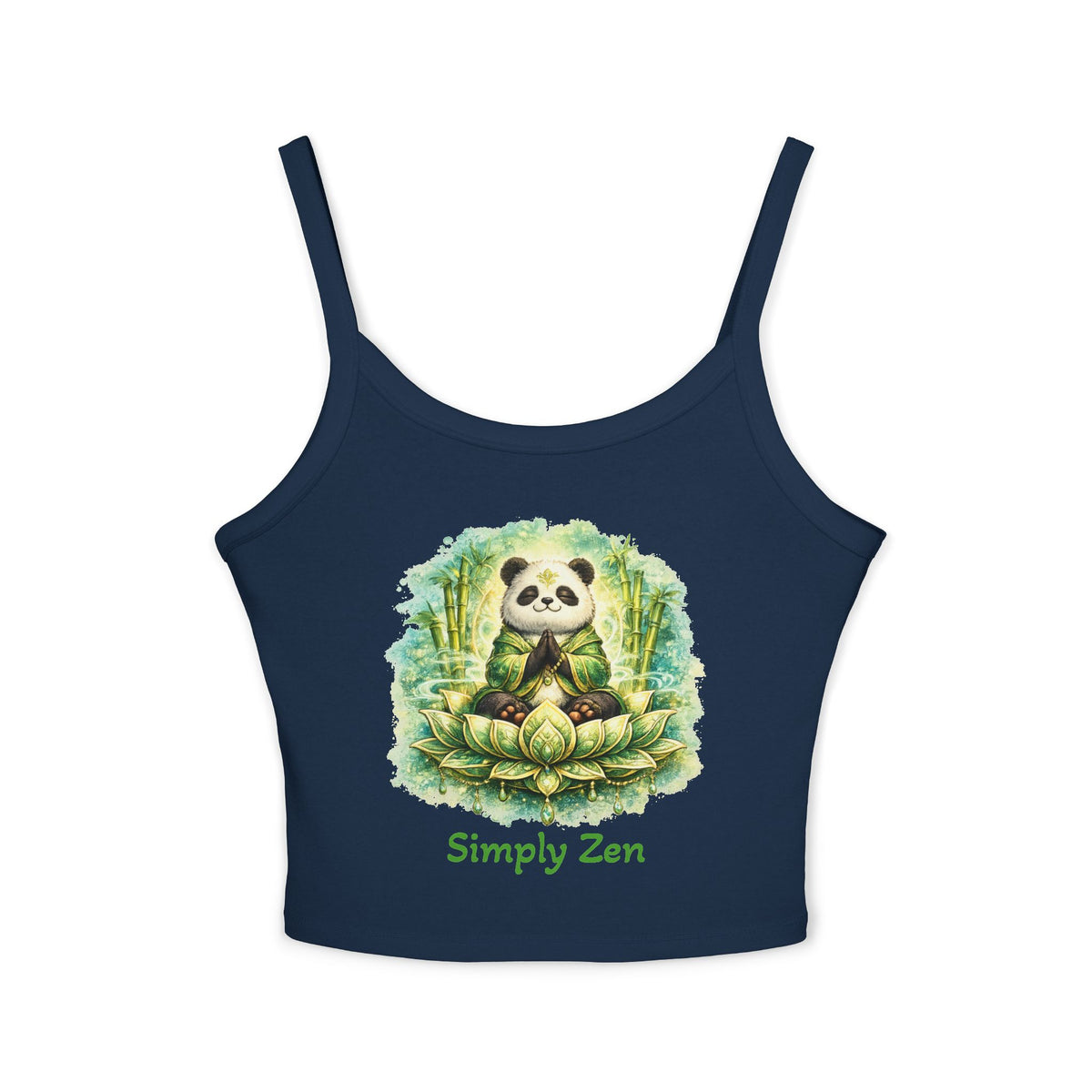 Bamboo the Contentment Panda Women's Crop Tank Top | Cute Zen Panda Meditation Shirt