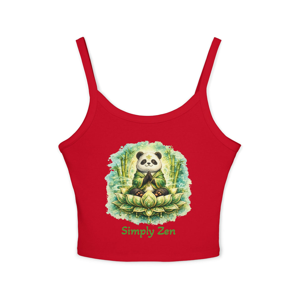 Bamboo the Contentment Panda Women's Crop Tank Top | Cute Zen Panda Meditation Shirt