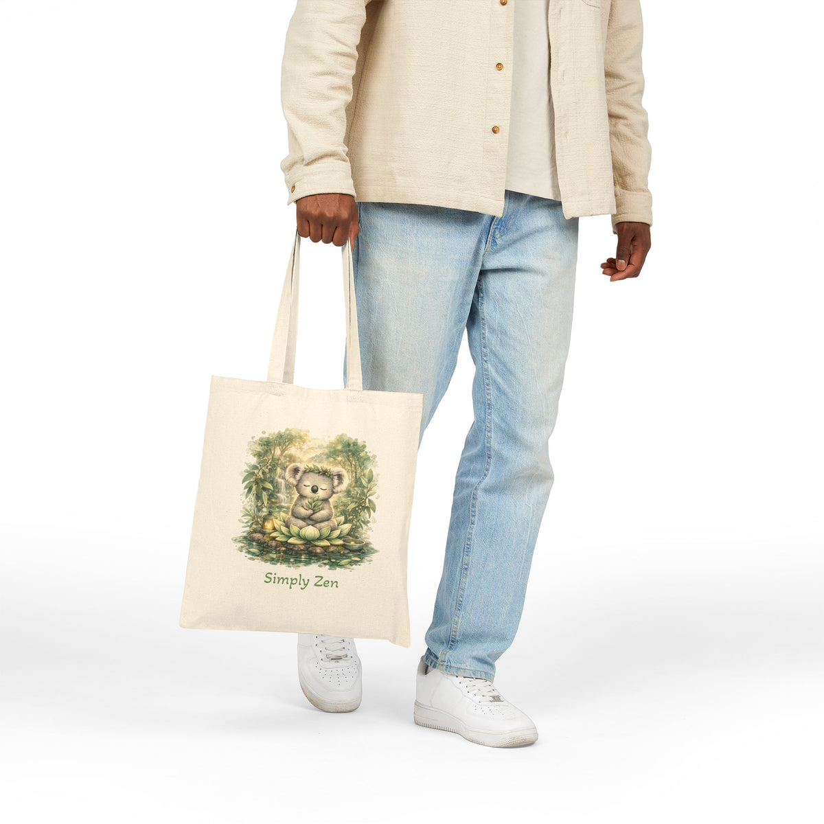 Bodhi the Peaceful Koala Tote Bag | Zen Koala Nature Canvas Bag