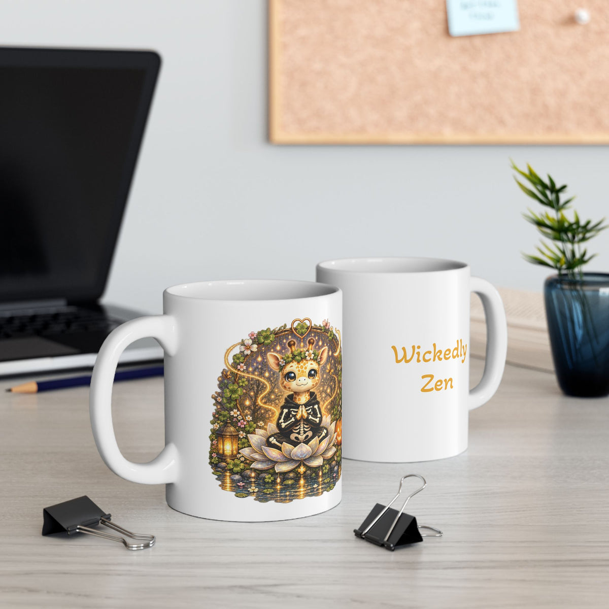 Juniper the Skeleton Giraffe Mug – Cute Halloween Giraffe Coffee Mug | Wickedly Zen Ceramic Mug | Spooky Fall Gift