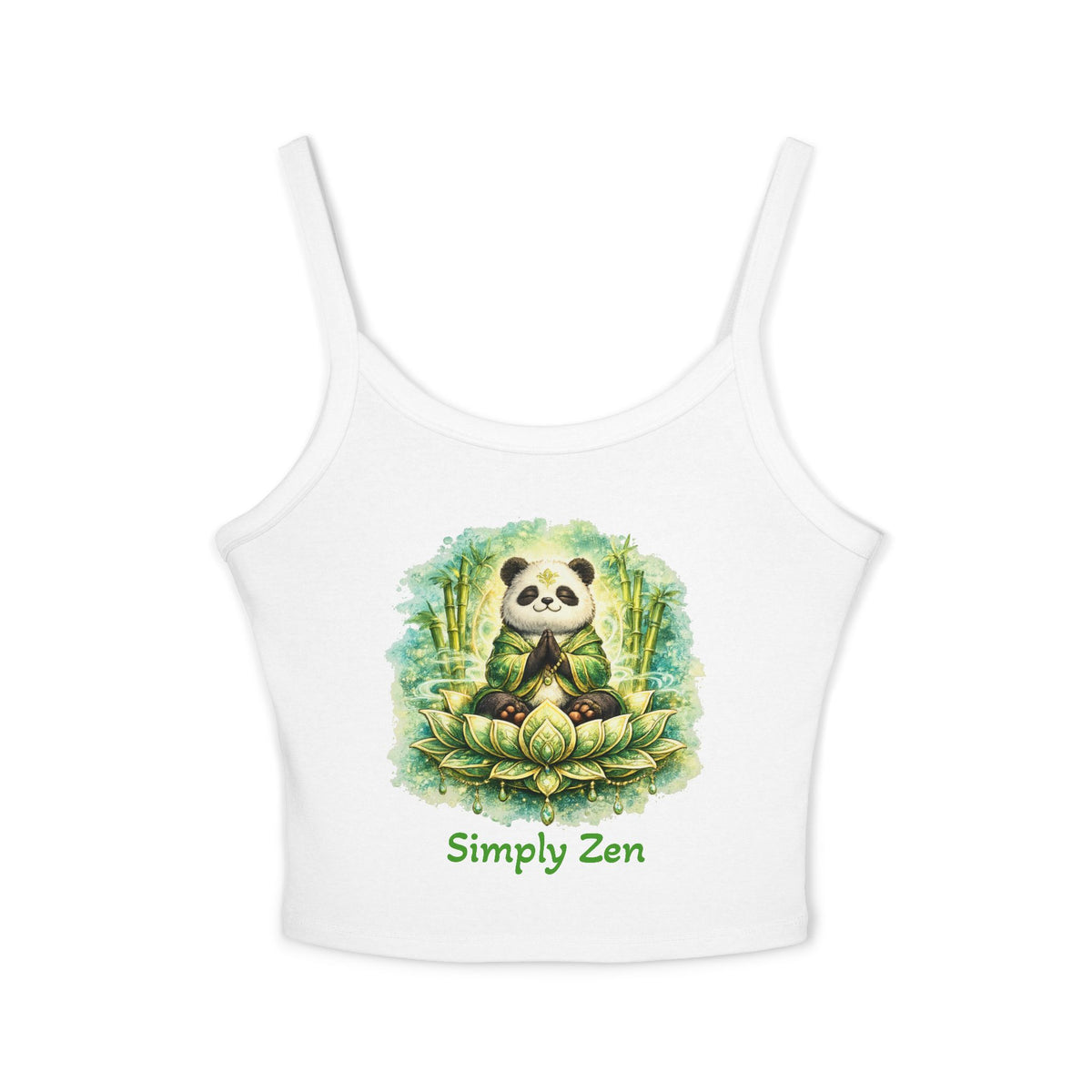 Bamboo the Contentment Panda Women's Crop Tank Top | Cute Zen Panda Meditation Shirt