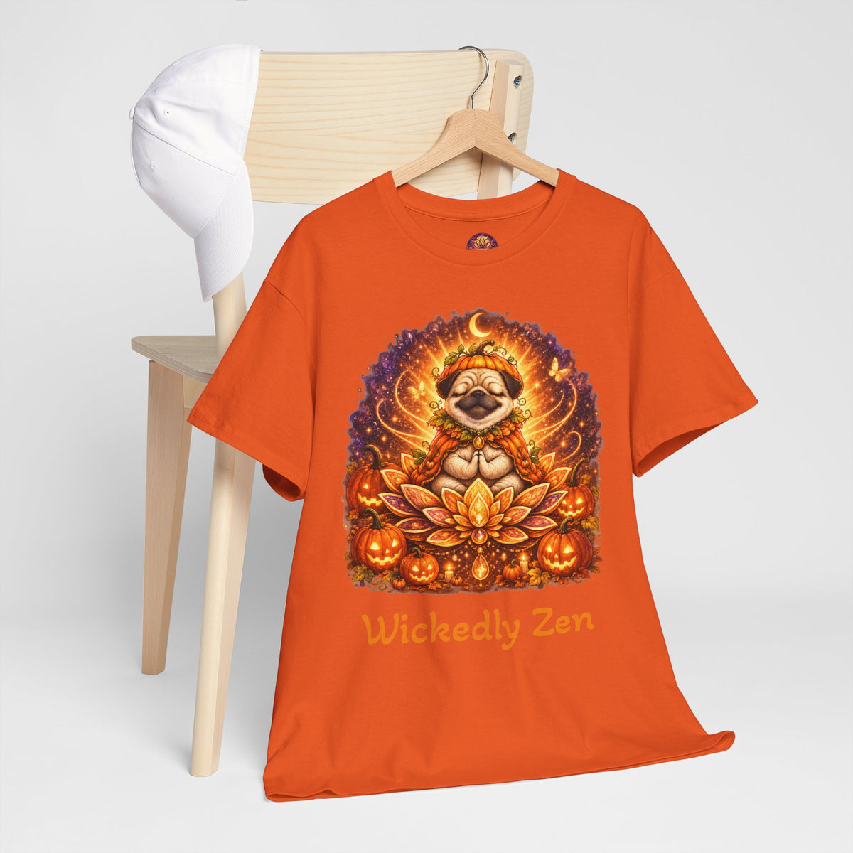 Biscuit the Pumpkin Spirit Pug Halloween T-Shirt | Wickedly Zen