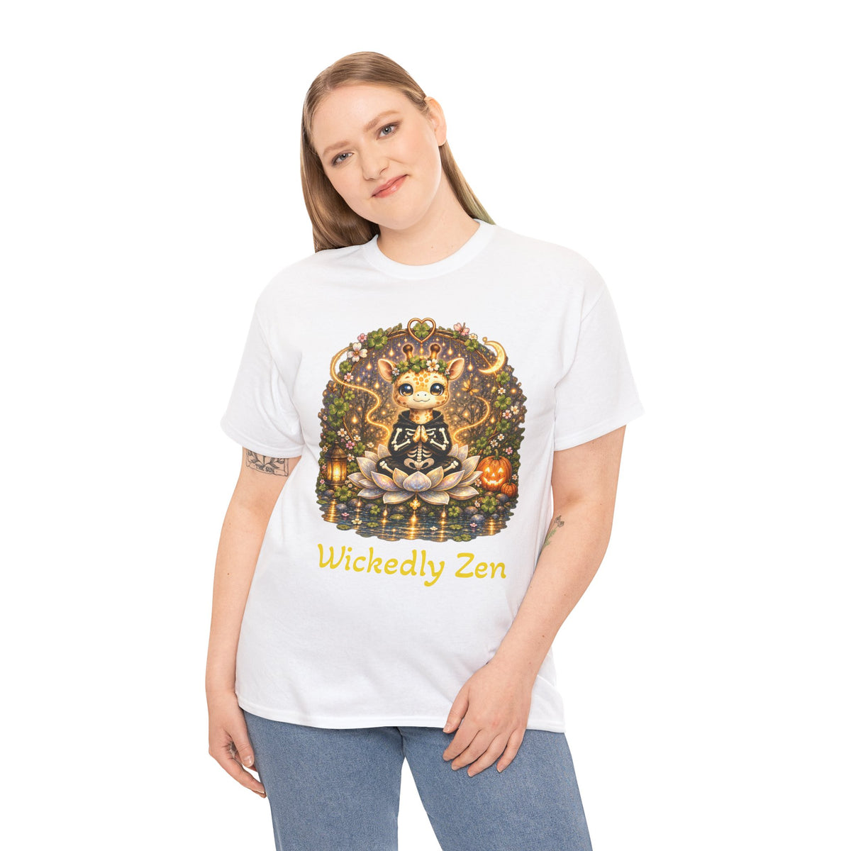 Juniper the Cute Skeleton Giraffe Halloween T-Shirt | Wickedly Zen