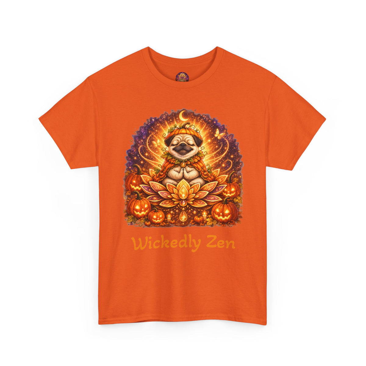 Biscuit the Pumpkin Spirit Pug Halloween T-Shirt | Wickedly Zen