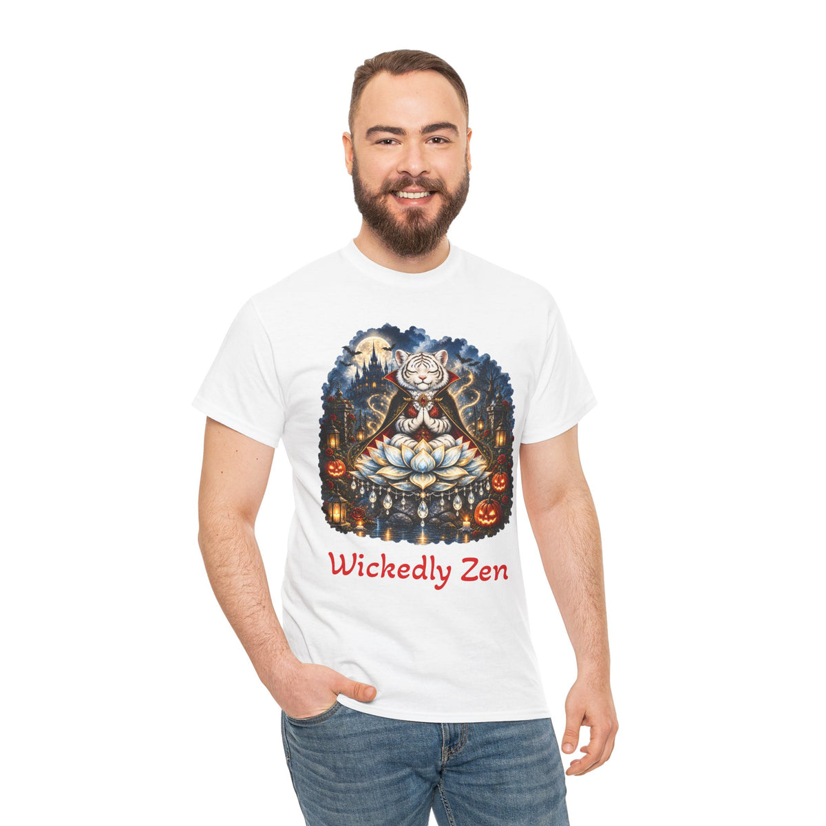 Shiro the Vampire White Tiger T-Shirt – Wickedly Zen Halloween Tiger Tee