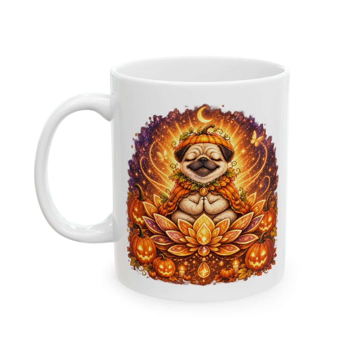 Biscuit the Pumpkin Spirit Pug Halloween Mug – Wickedly Zen Cute Fall Ceramic Coffee Mug