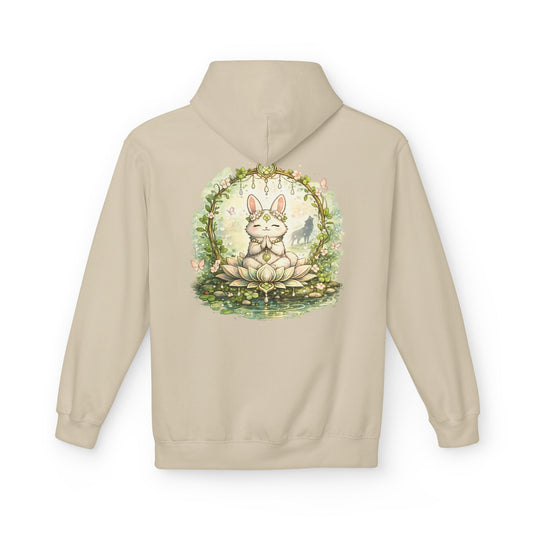 Clover the Hopeful Bunny Hoodie | Hopeful Bunny Lotus Art | Simply Zen Vibe