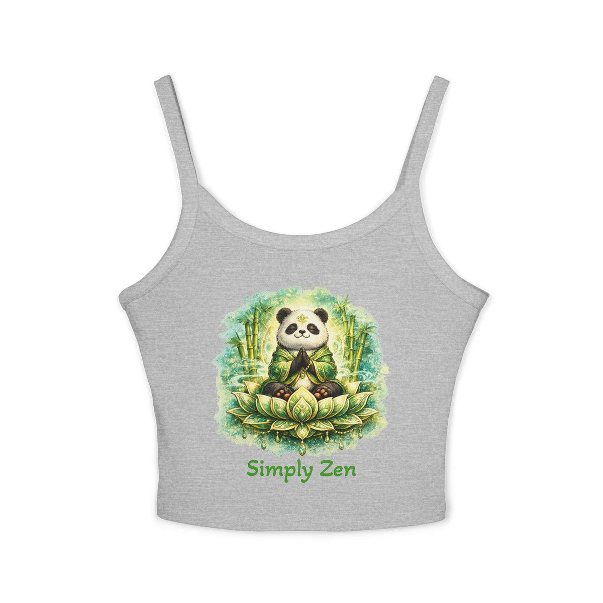 Bamboo the Contentment Panda Women's Crop Tank Top | Cute Zen Panda Meditation Shirt