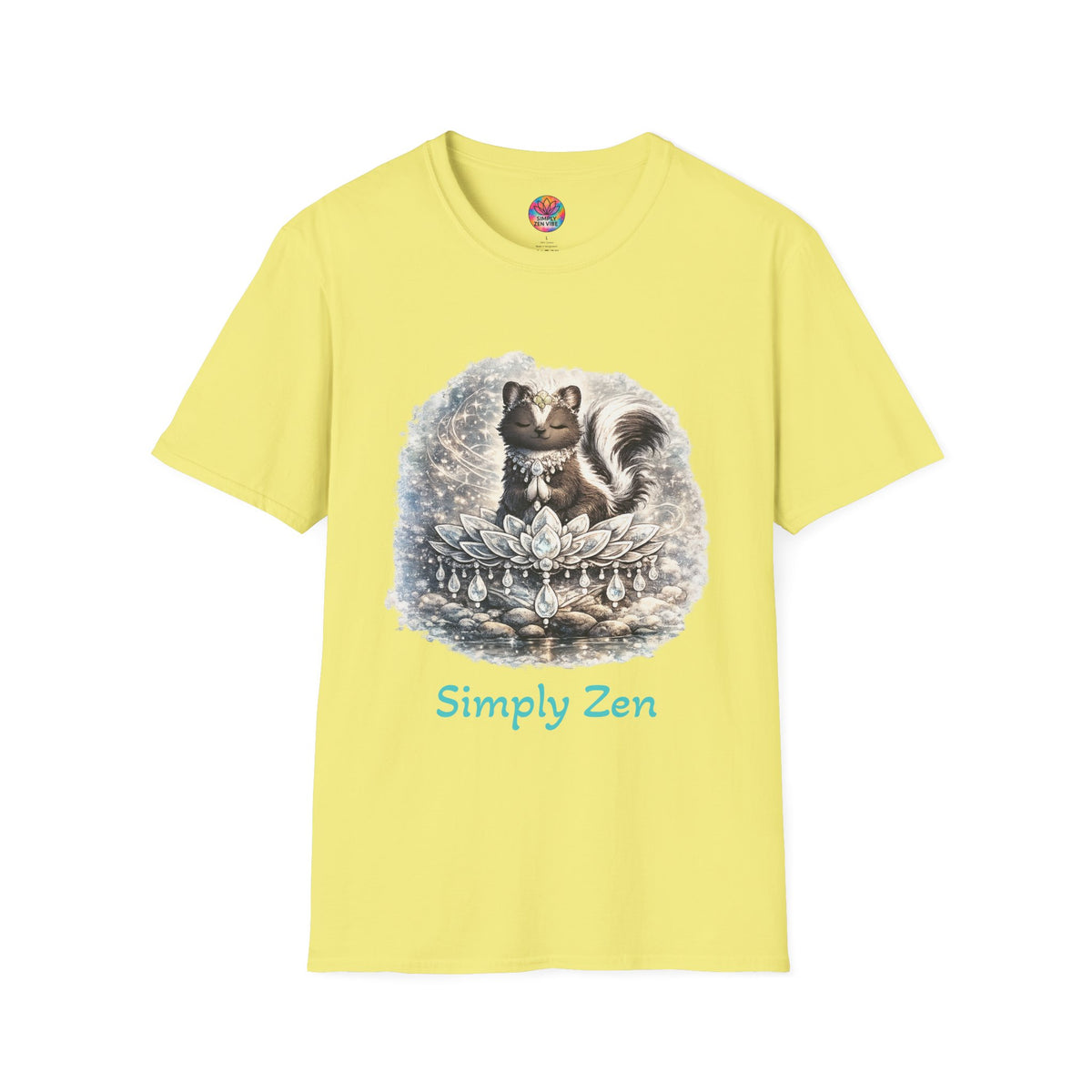 Sterling the Gentle Skunk T-Shirt | Meditating Skunk Lotus Tee | Simply Zen Vibe