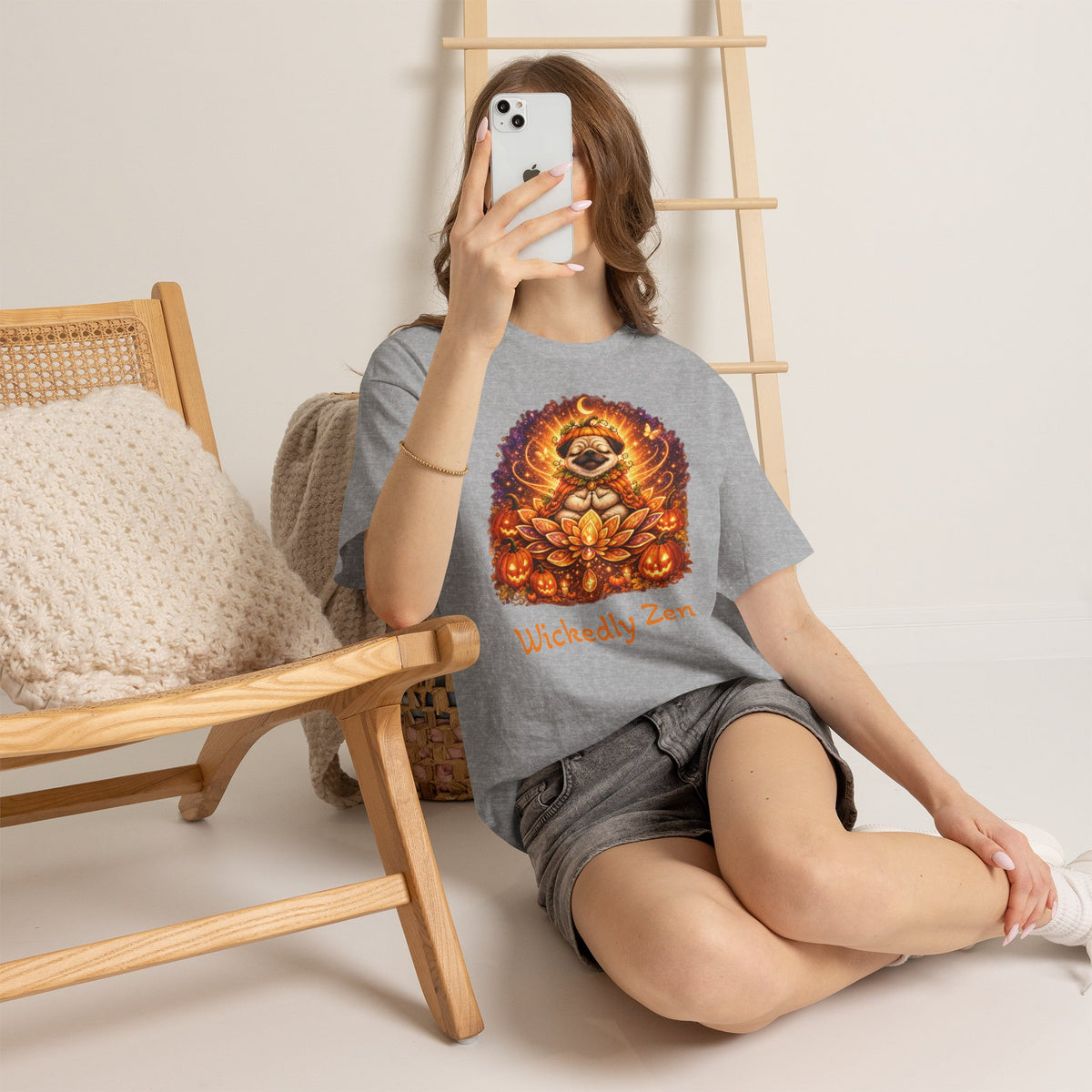 Biscuit the Pumpkin Spirit Pug Halloween T-Shirt | Wickedly Zen