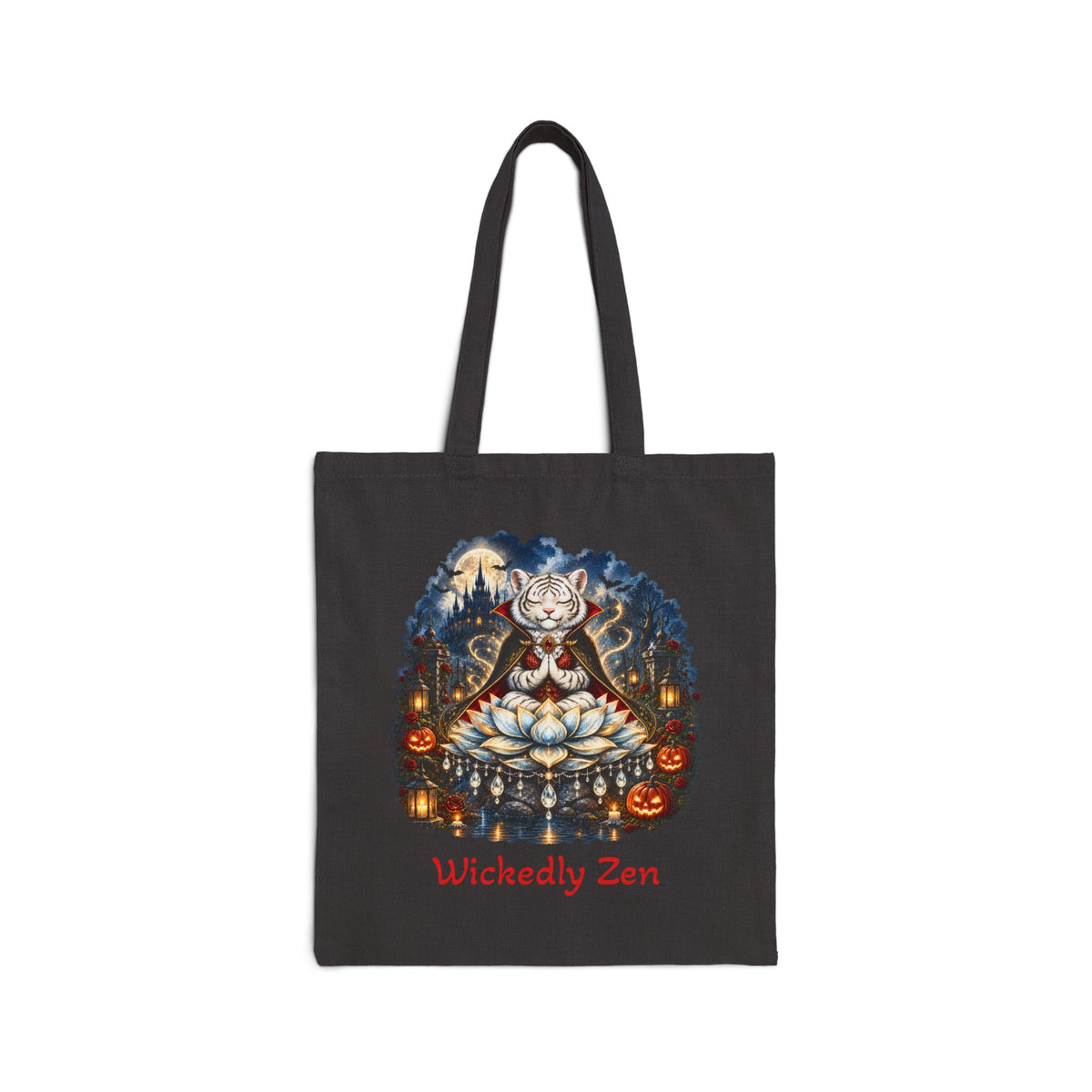 Shiro the Vampire White Tiger Tote Bag – Wickedly Zen Halloween Canvas Tote