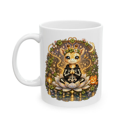Juniper the Skeleton Giraffe Mug – Cute Halloween Giraffe Coffee Mug | Wickedly Zen Ceramic Mug | Spooky Fall Gift