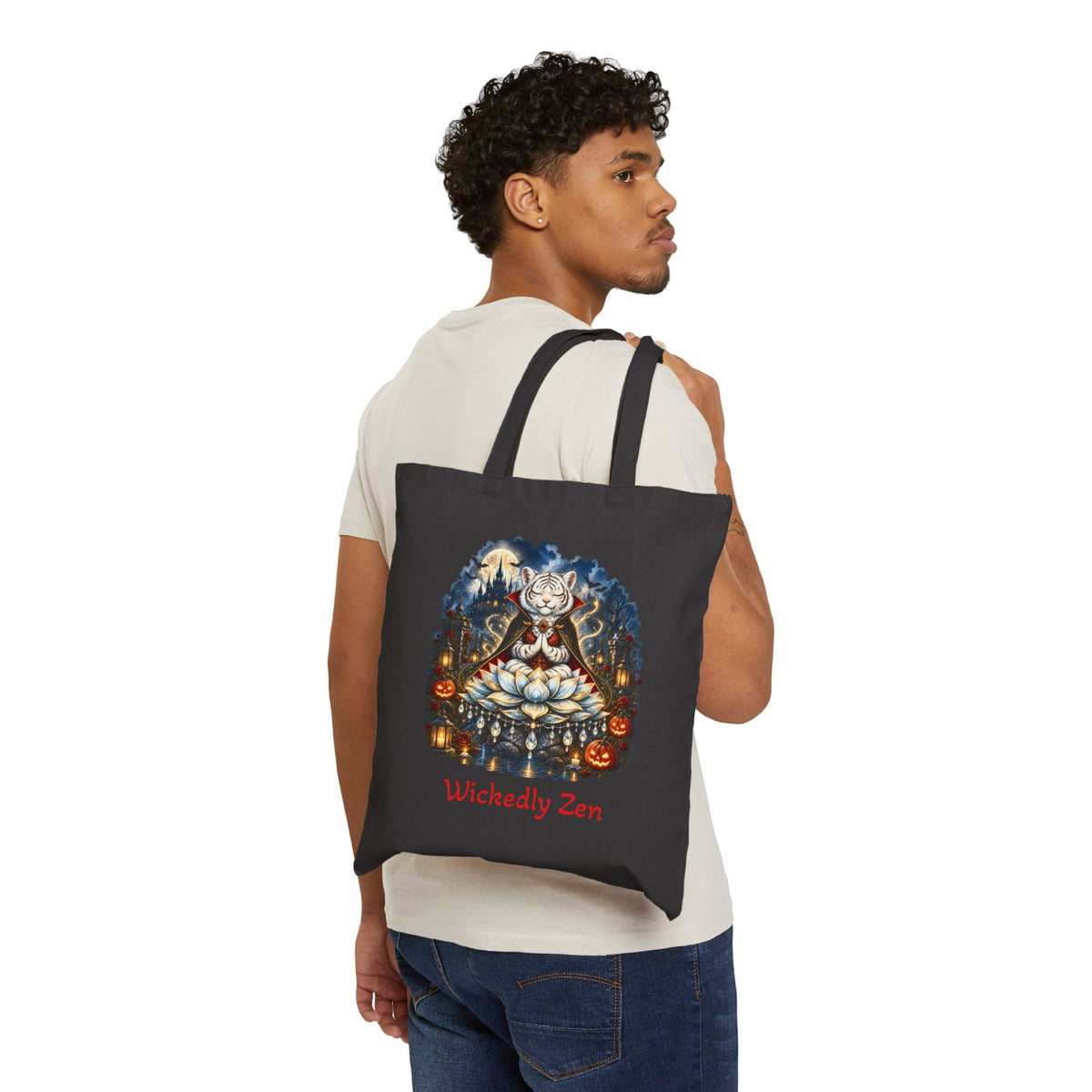 Shiro the Vampire White Tiger Tote Bag – Wickedly Zen Halloween Canvas Tote