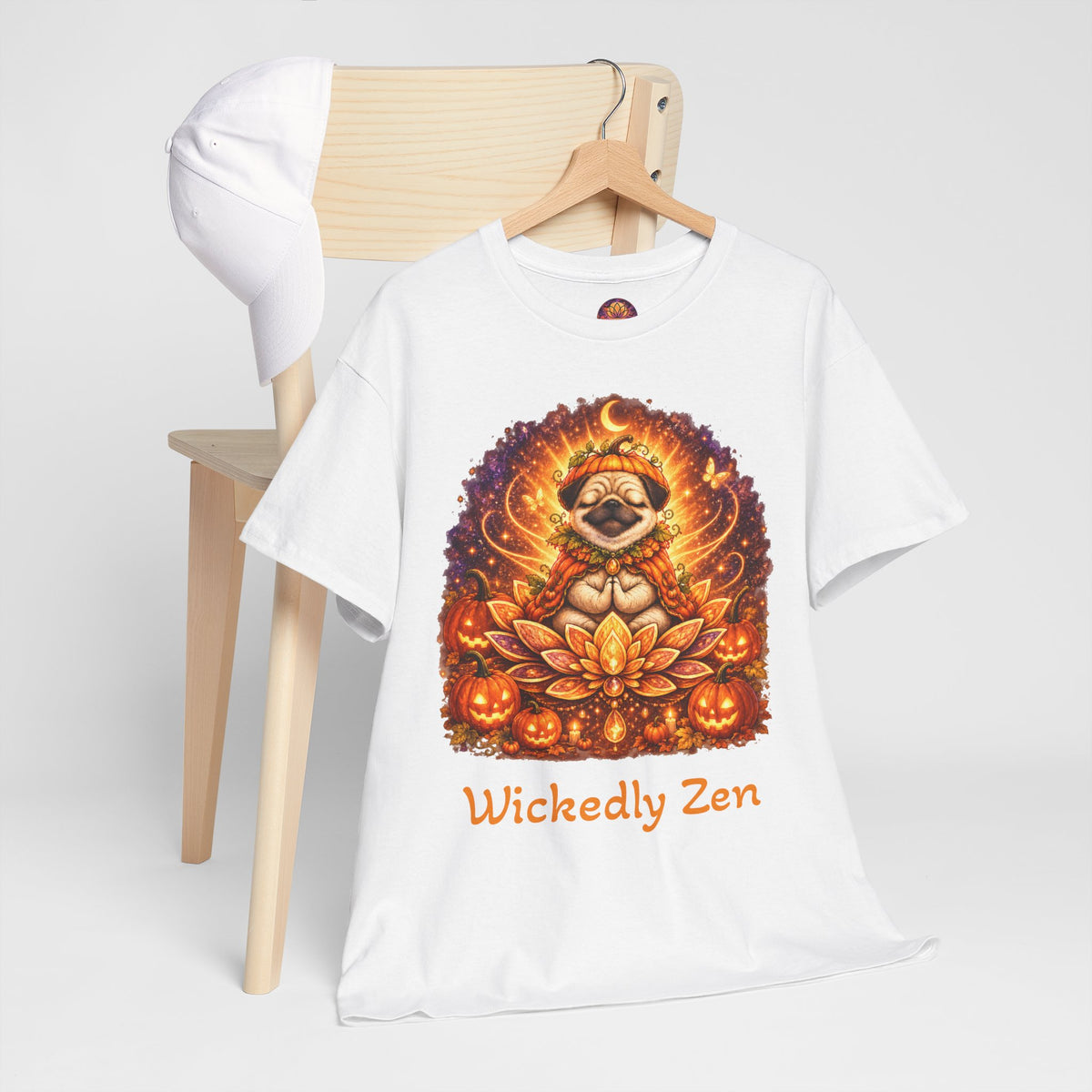Biscuit the Pumpkin Spirit Pug Halloween T-Shirt | Wickedly Zen