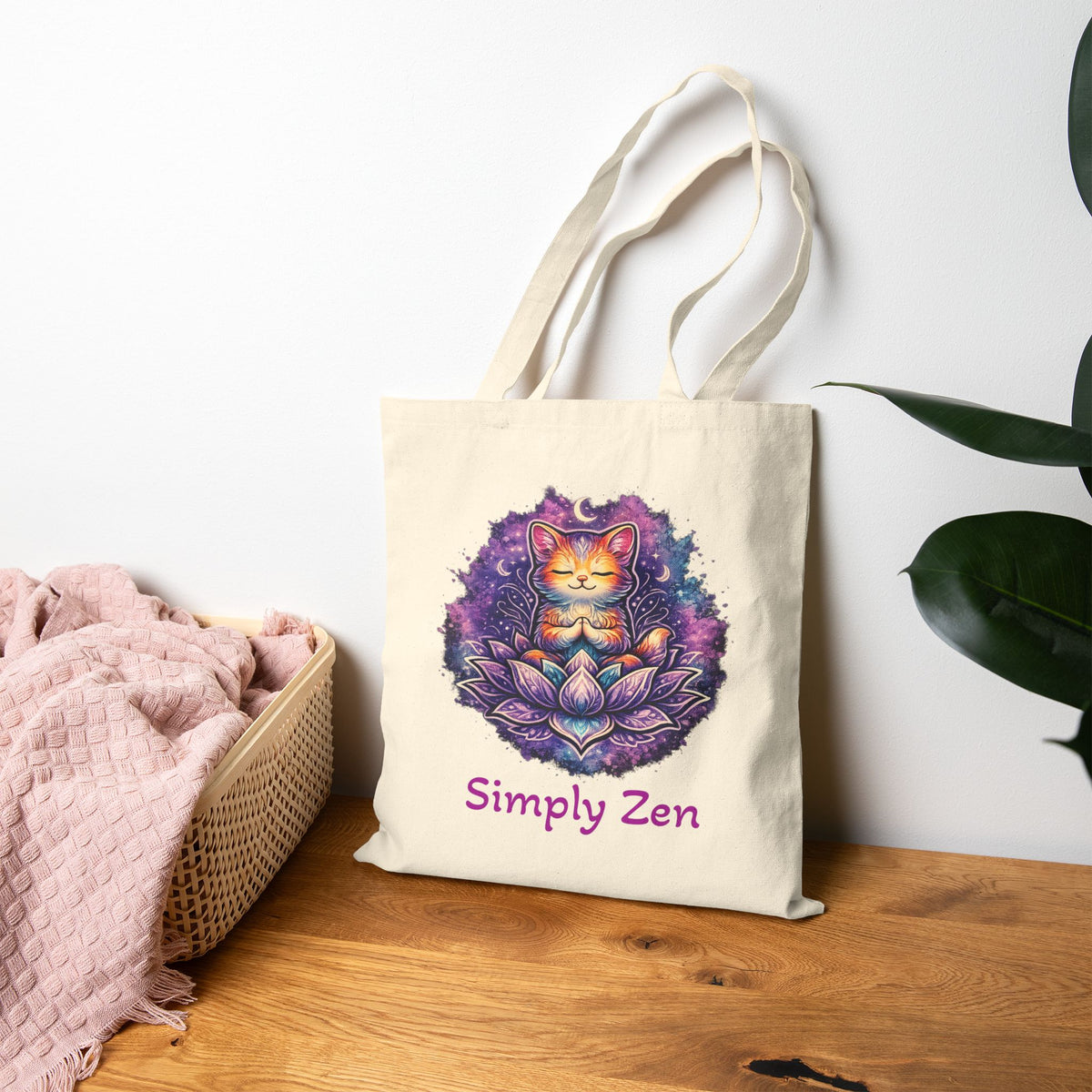 Luna the Serene Kitten Cotton Canvas Tote Bag