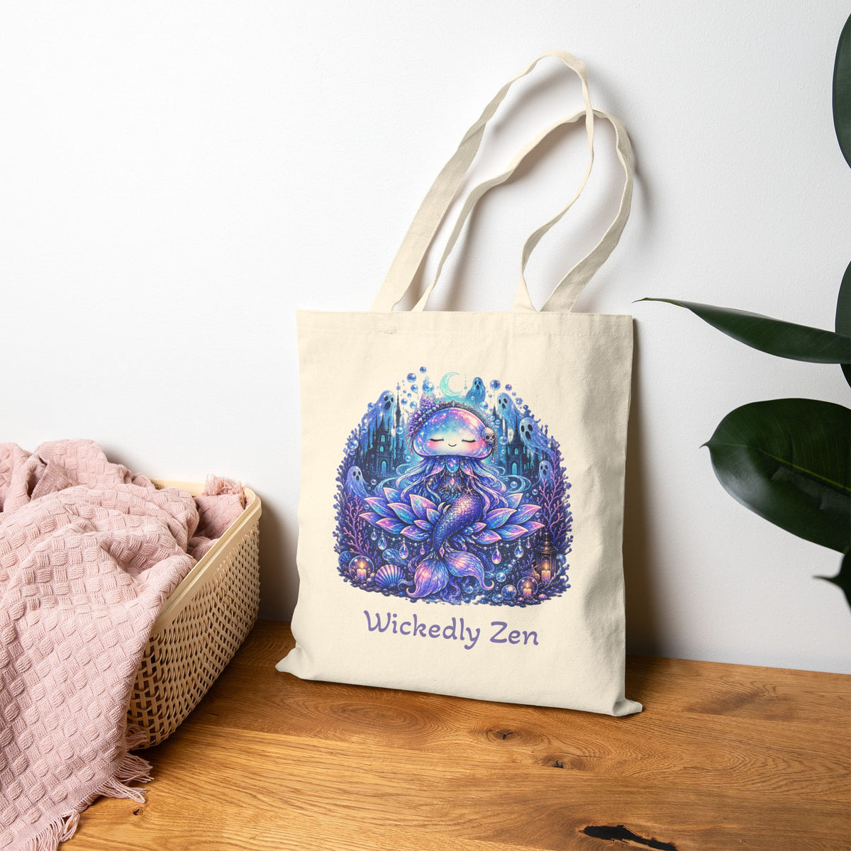 Aurelia the Haunted Mermaid Tote Bag | Wickedly Zen Halloween Tote