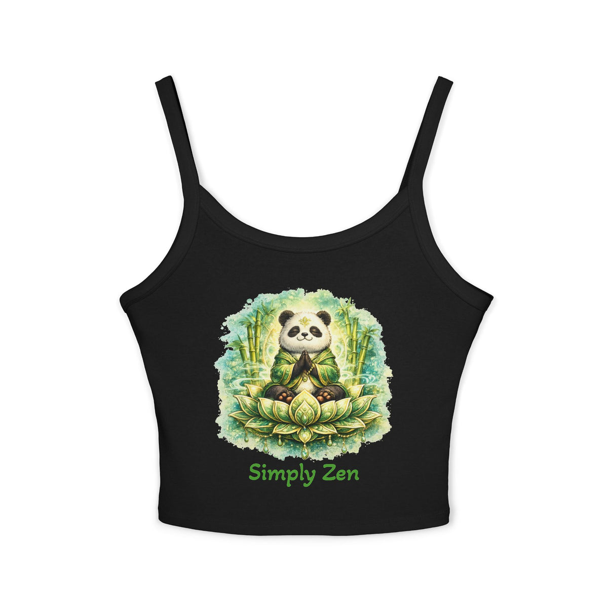 Bamboo the Contentment Panda Women's Crop Tank Top | Cute Zen Panda Meditation Shirt