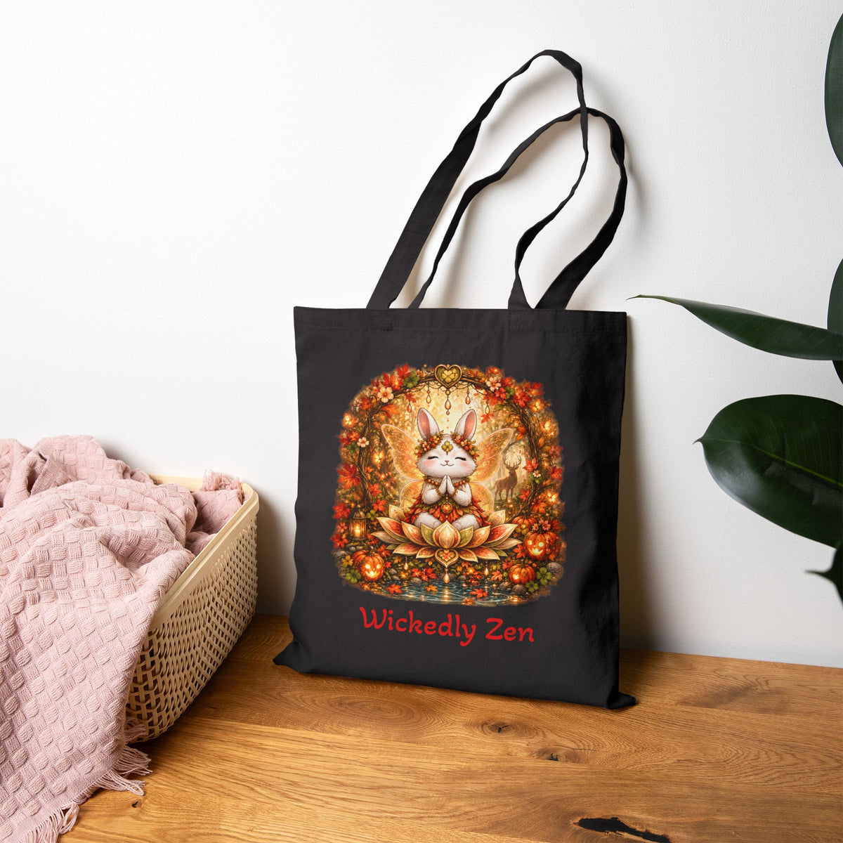 Clover the Autumn Fairy Bunny Tote Bag – Cute Halloween Wickedly Zen Canvas Tote