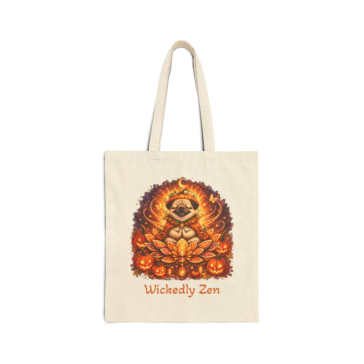 Biscuit the Pumpkin Spirit Tote Bag – Cute Halloween Pug Wickedly Zen Canvas Tote
