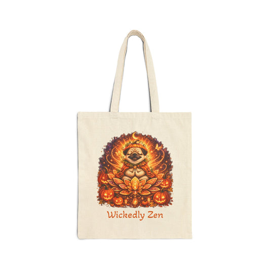 Biscuit the Pumpkin Spirit Tote Bag – Cute Halloween Pug Wickedly Zen Canvas Tote