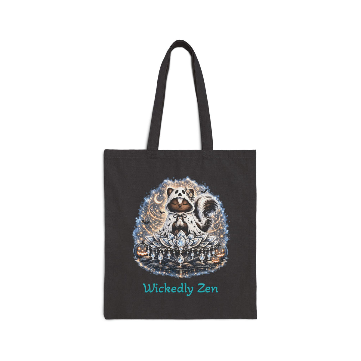 Sterling the Ghost Skunk Tote Bag – Cute Halloween Canvas Tote | Wickedly Zen