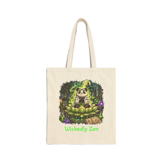 Bamboo the Mad Scientist Tote Bag – Cute Halloween Panda Wickedly Zen Canvas Tote