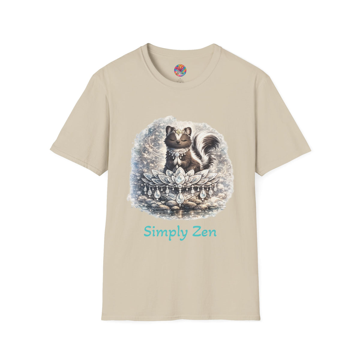 Sterling the Gentle Skunk T-Shirt | Meditating Skunk Lotus Tee | Simply Zen Vibe