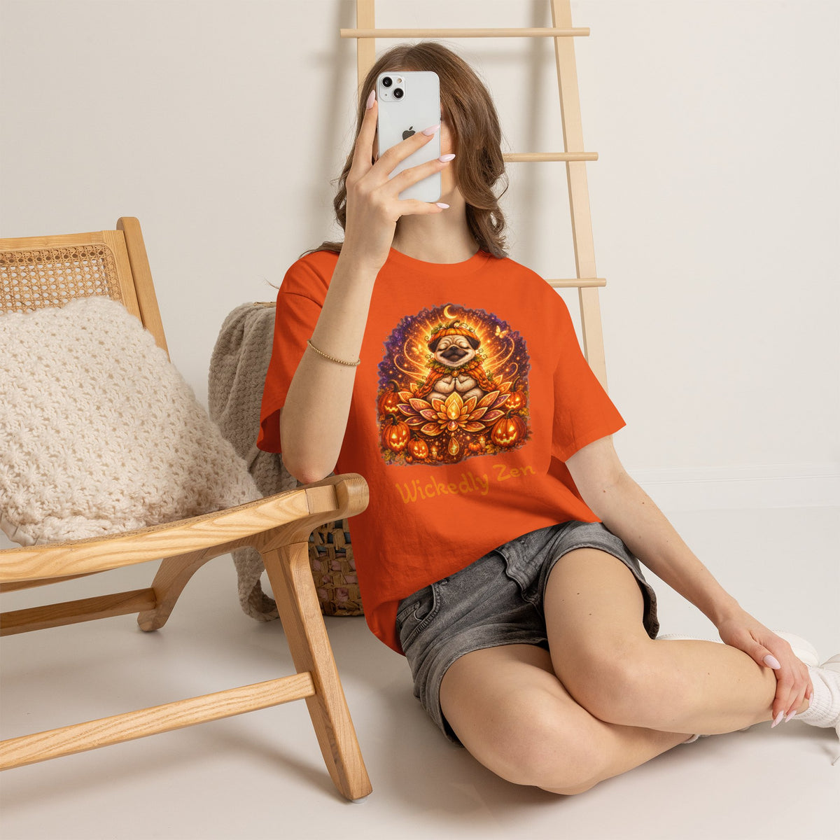 Biscuit the Pumpkin Spirit Pug Halloween T-Shirt | Wickedly Zen