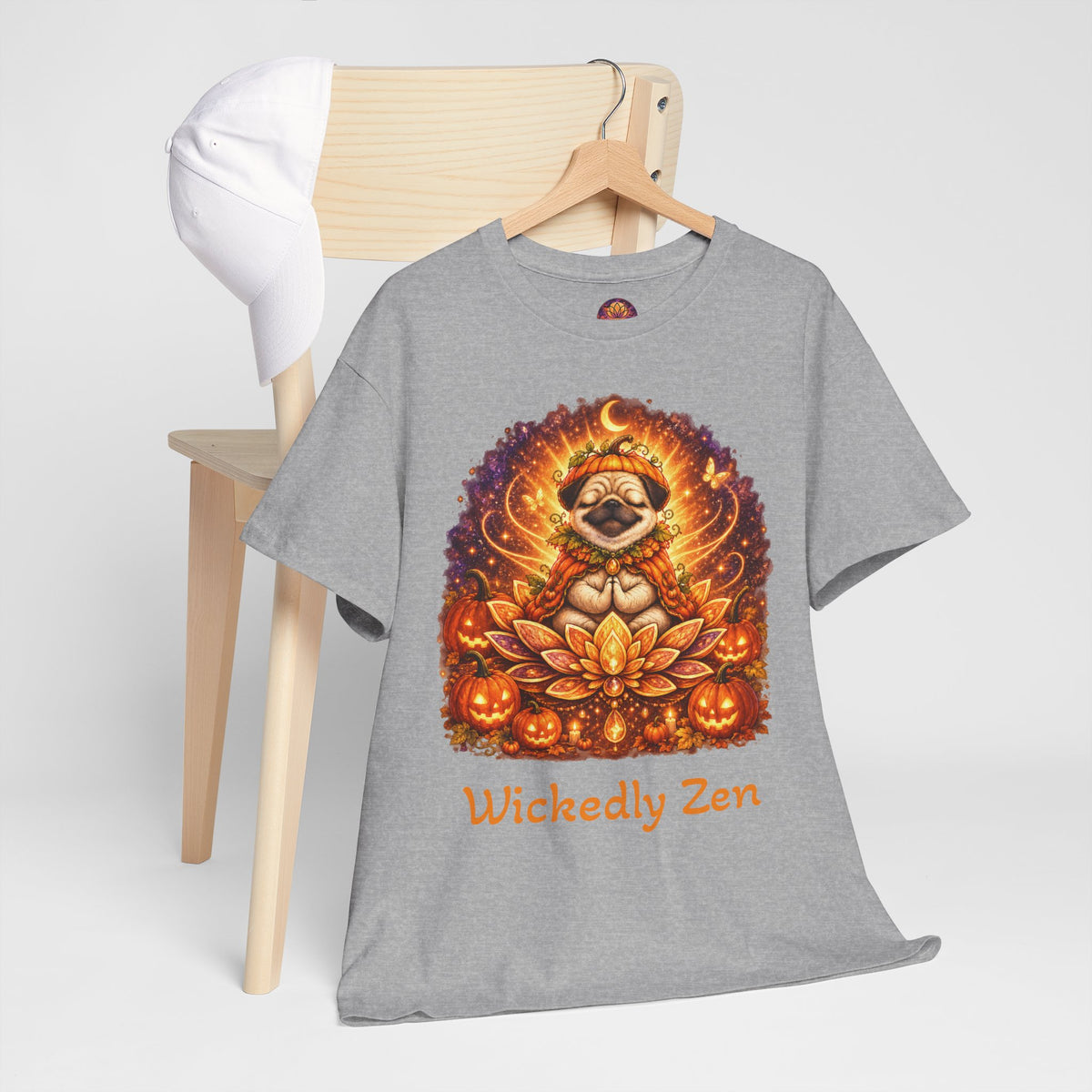 Biscuit the Pumpkin Spirit Pug Halloween T-Shirt | Wickedly Zen