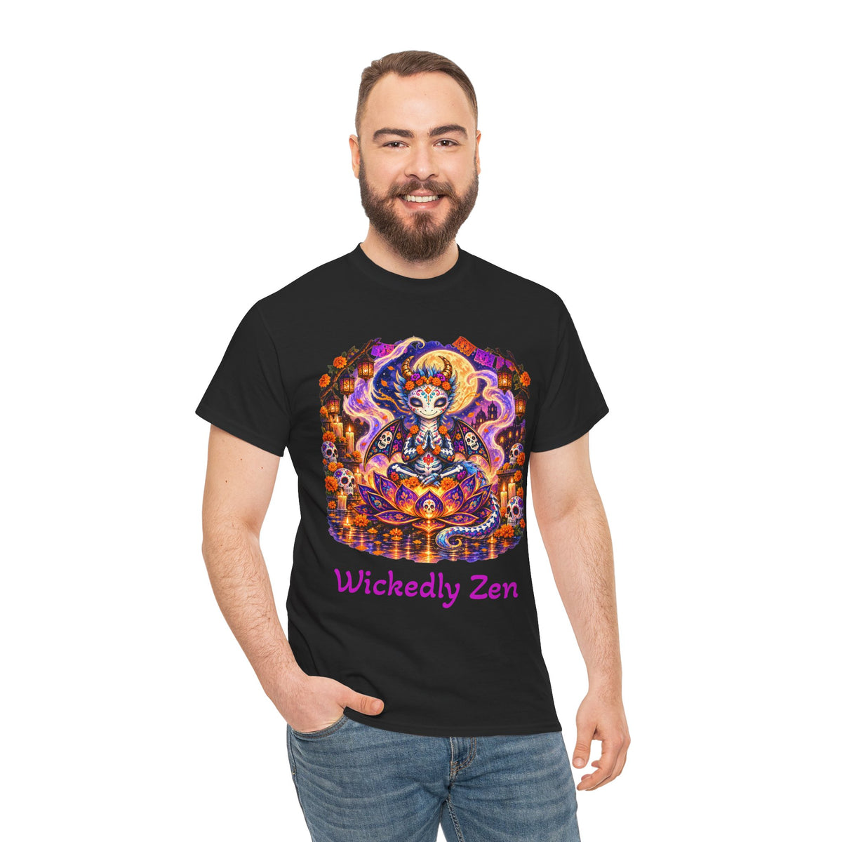 Zephyr the Día de los Muertos Dragon T-Shirt — Wickedly Zen Halloween Tee