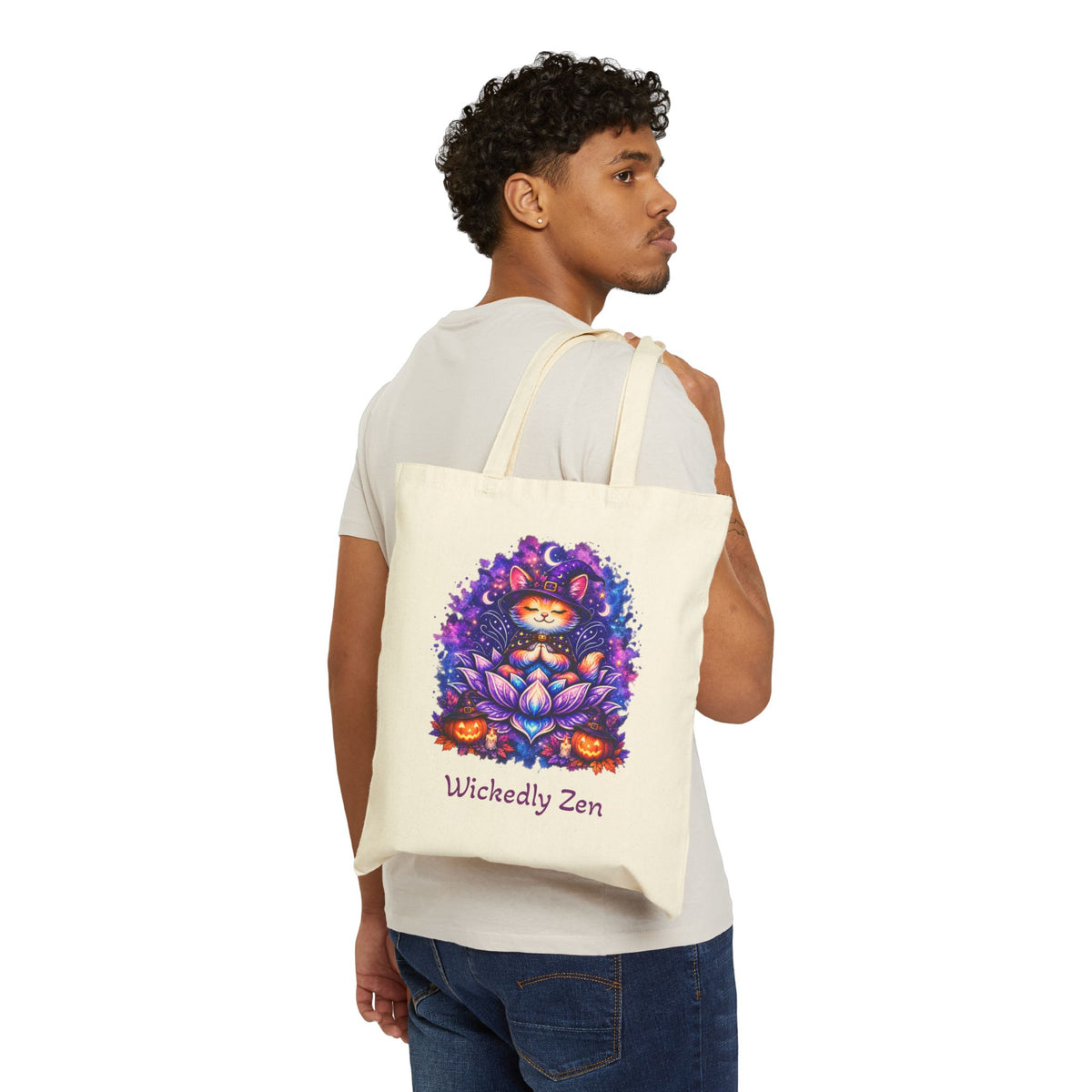 Luna the Witch Kitten Tote Bag – Cute Halloween Wickedly Zen Canvas Tote
