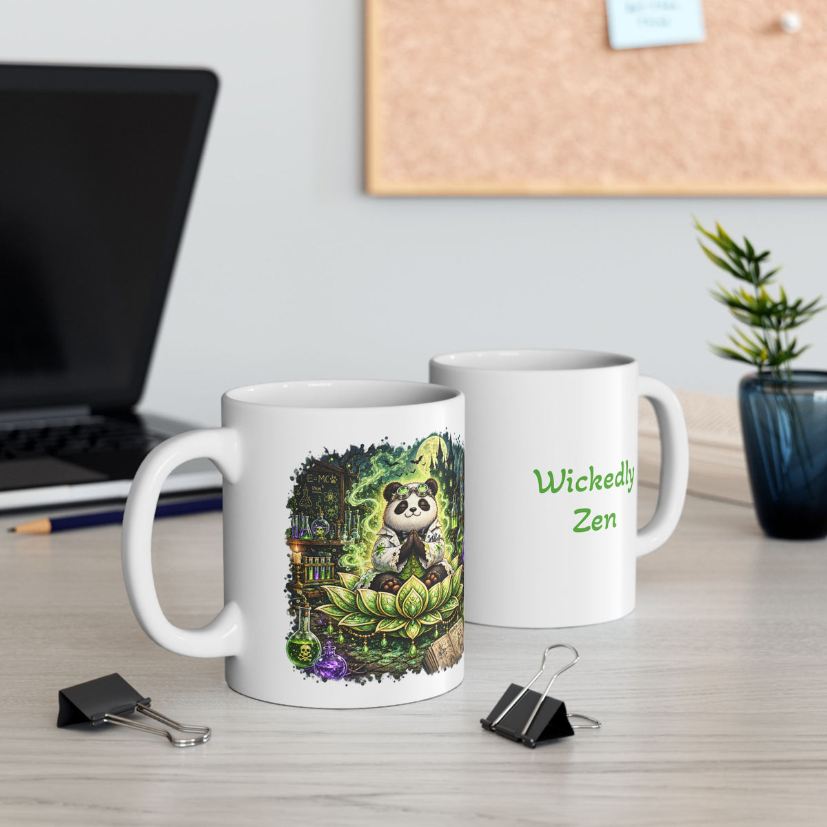 Bamboo the Mad Scientist Panda Halloween Mug – Wickedly Zen Cute Spooky Ceramic Coffee Mug