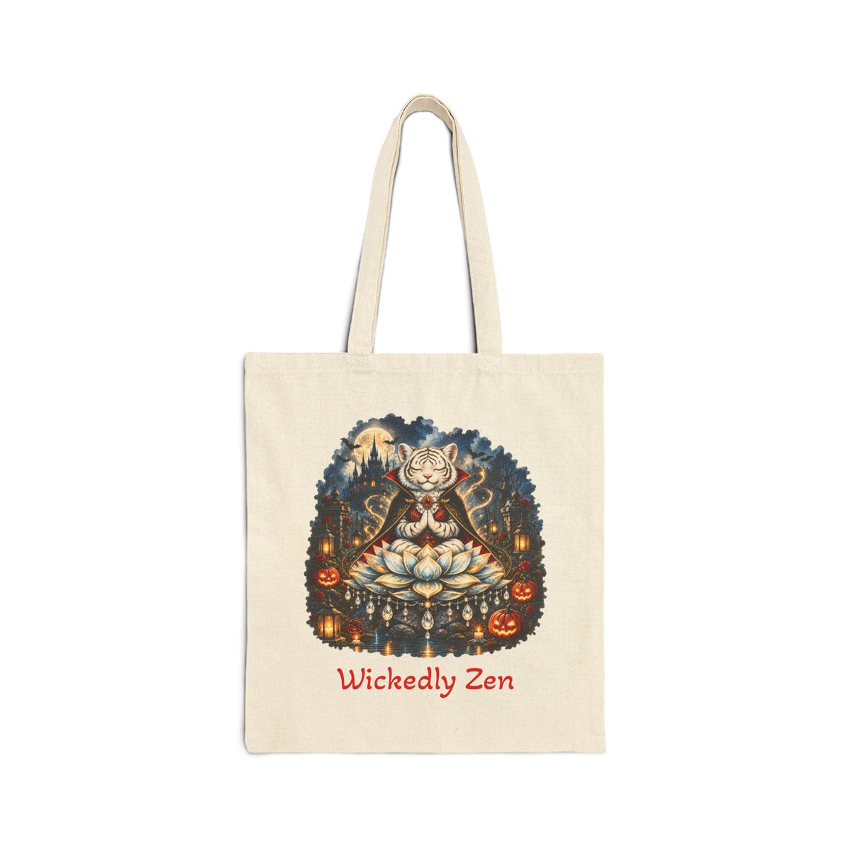 Shiro the Vampire White Tiger Tote Bag – Wickedly Zen Halloween Canvas Tote