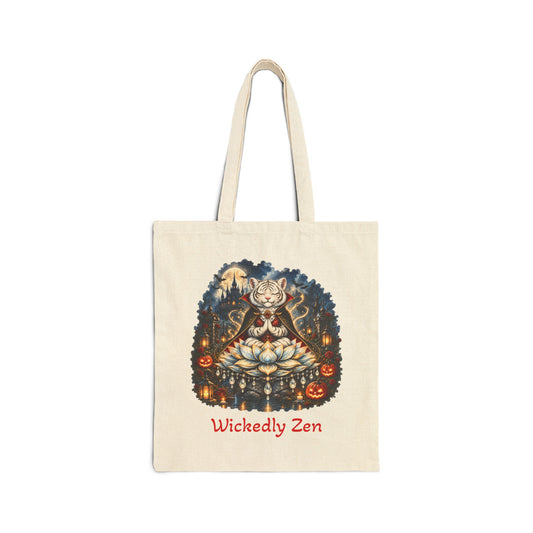 Shiro the Vampire White Tiger Tote Bag – Wickedly Zen Halloween Canvas Tote