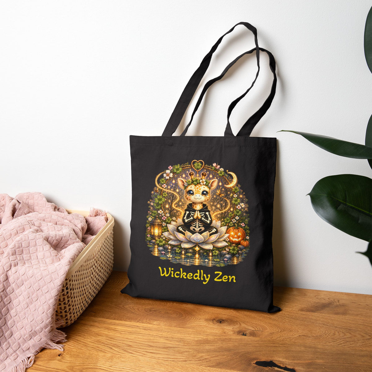 Juniper the Skeleton Giraffe Tote Bag – Cute Halloween Wickedly Zen Canvas Tote