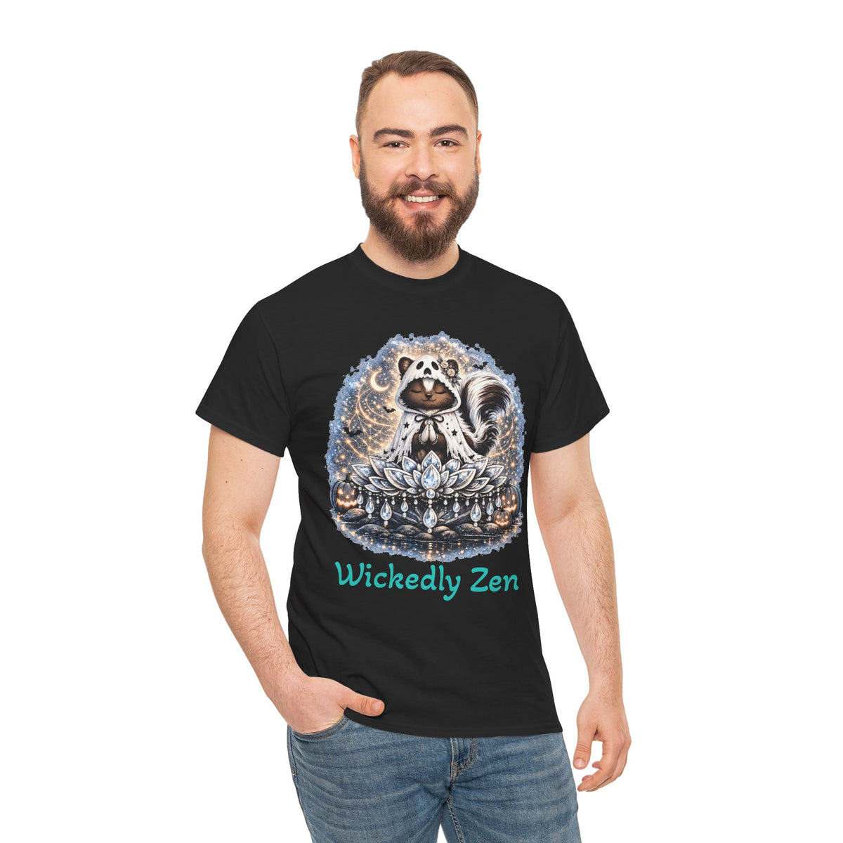 Sterling the Ghost Skunk T-Shirt – Wickedly Zen Cute Halloween Skunk Tee