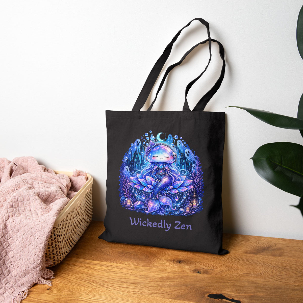 Aurelia the Haunted Mermaid Tote Bag | Wickedly Zen Halloween Tote