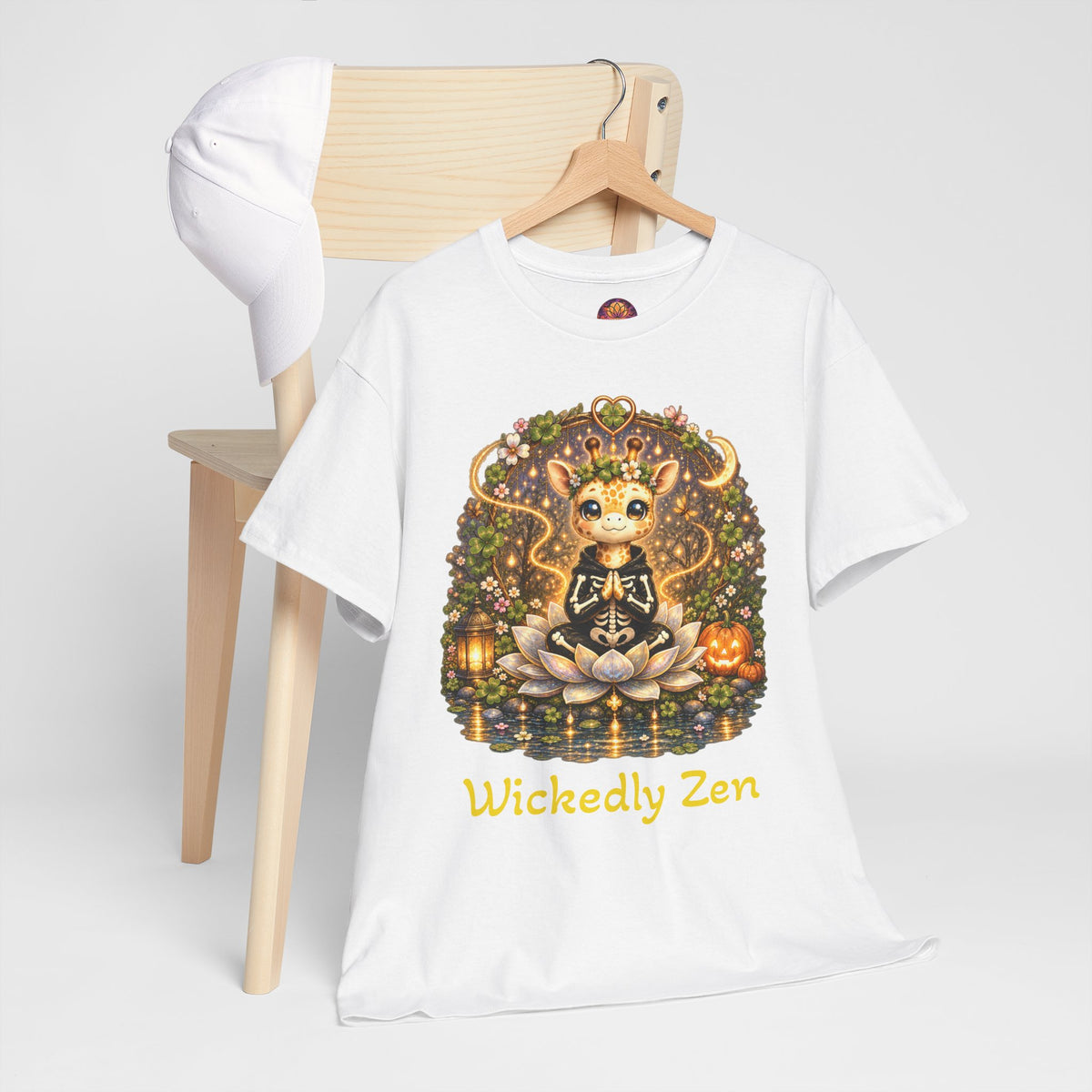 Juniper the Cute Skeleton Giraffe Halloween T-Shirt | Wickedly Zen