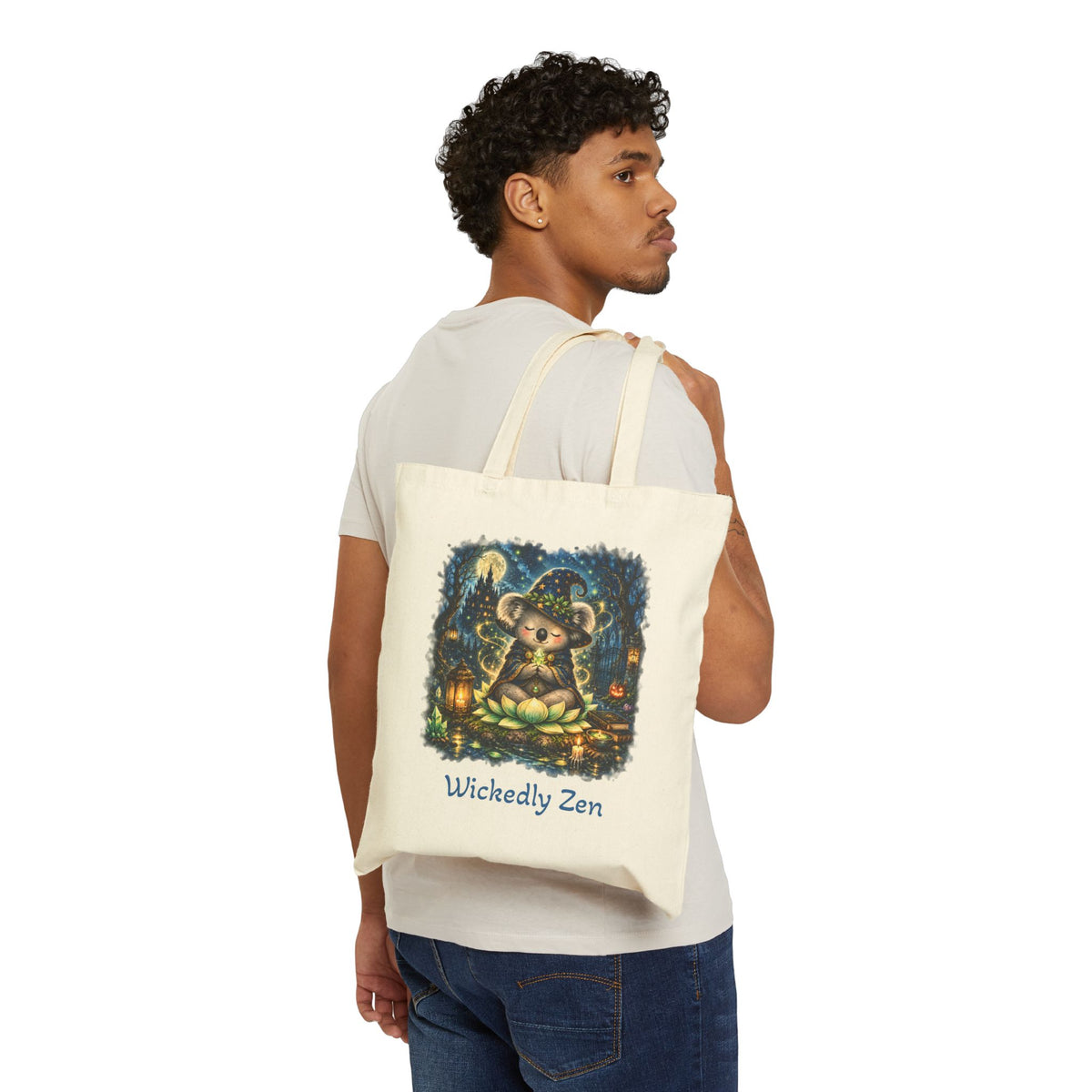 Bodhi the Wizard Koala Tote Bag – Cute Halloween Wickedly Zen Canvas Tote