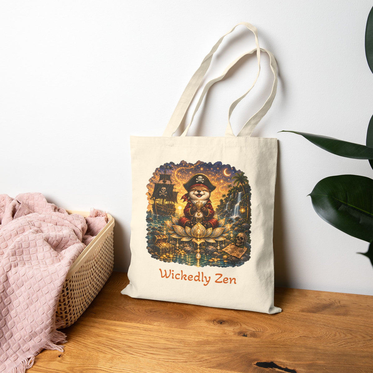 Sunny the Pirate Otter Tote Bag – Cute Halloween Canvas Tote | Wickedly Zen