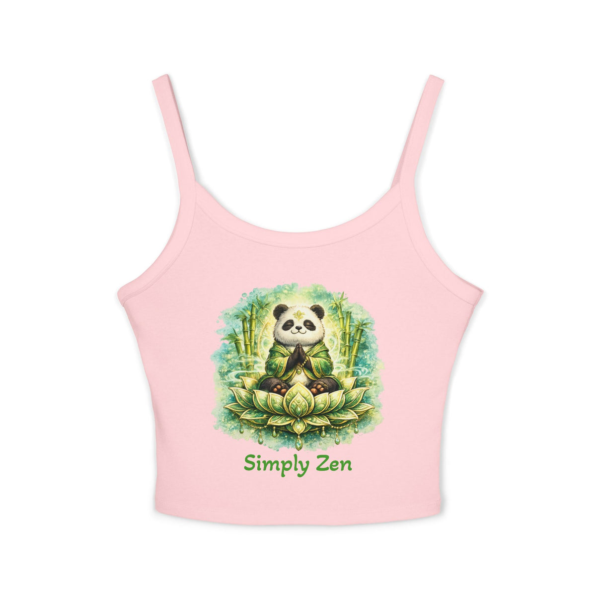 Bamboo the Contentment Panda Women's Crop Tank Top | Cute Zen Panda Meditation Shirt