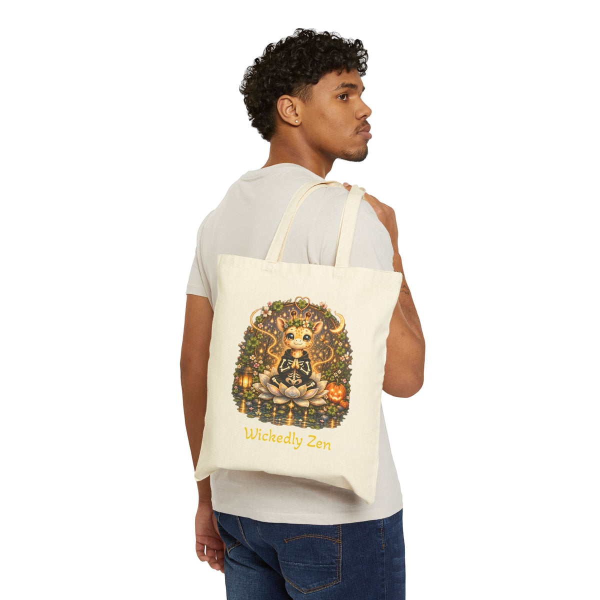 Juniper the Skeleton Giraffe Tote Bag – Cute Halloween Wickedly Zen Canvas Tote