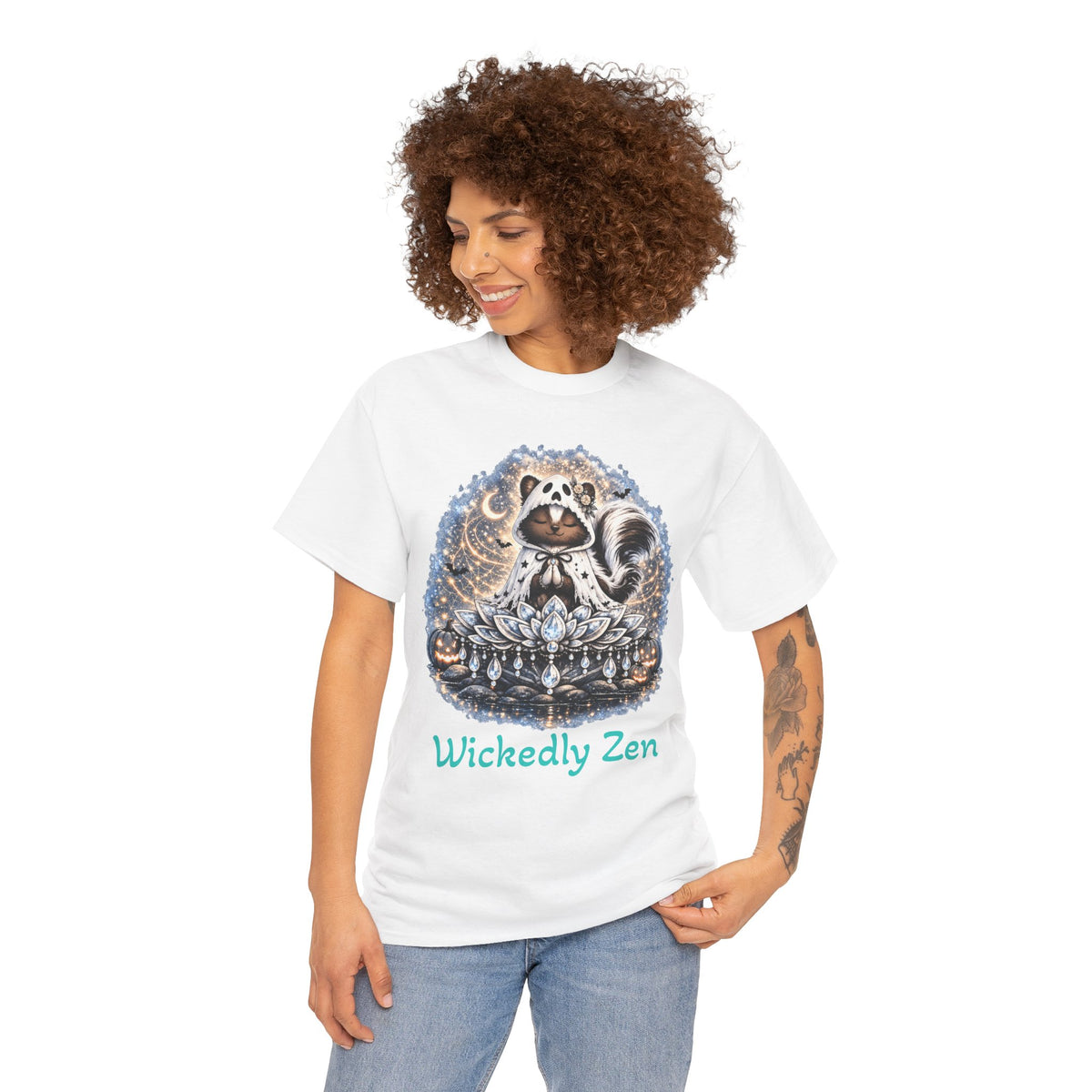 Sterling the Ghost Skunk T-Shirt – Wickedly Zen Cute Halloween Skunk Tee
