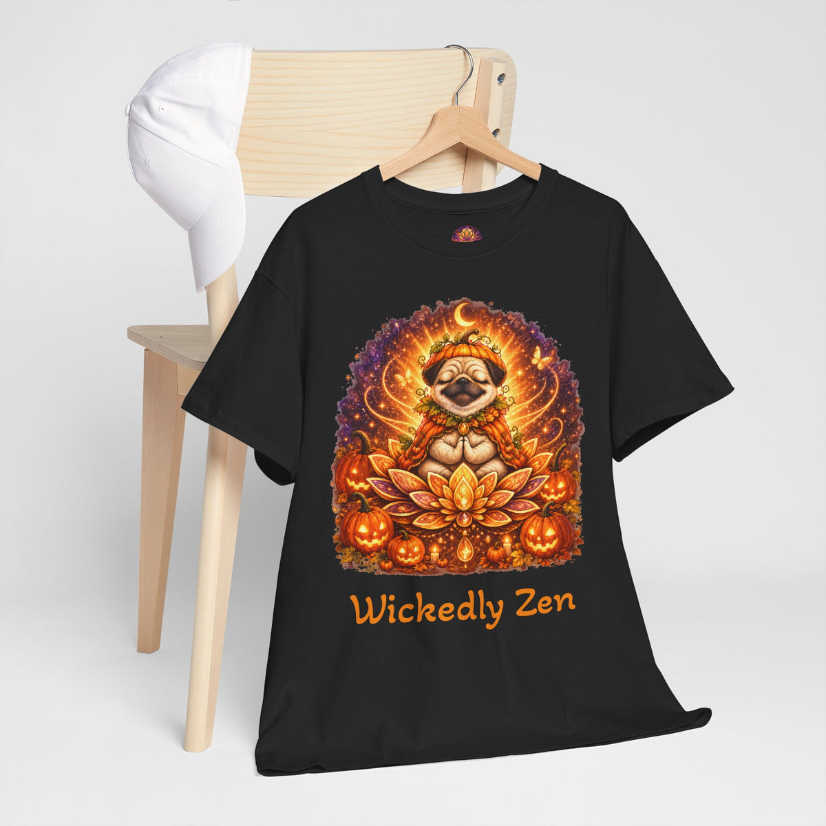Biscuit the Pumpkin Spirit Pug Halloween T-Shirt | Wickedly Zen