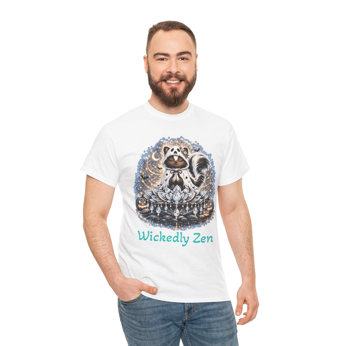 Sterling the Ghost Skunk T-Shirt – Wickedly Zen Cute Halloween Skunk Tee