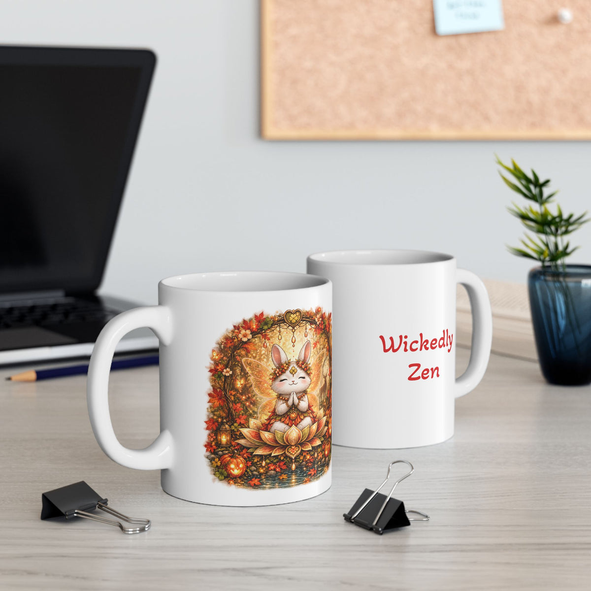 Clover the Autumn Fairy Bunny Halloween Mug – Wickedly Zen Cute Fall Ceramic Coffee Mug