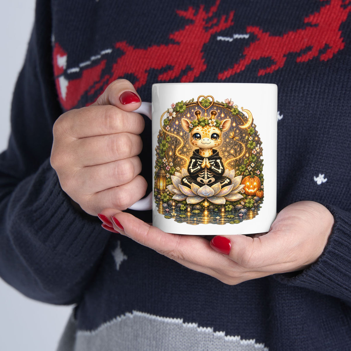 Juniper the Skeleton Giraffe Mug – Cute Halloween Giraffe Coffee Mug | Wickedly Zen Ceramic Mug | Spooky Fall Gift